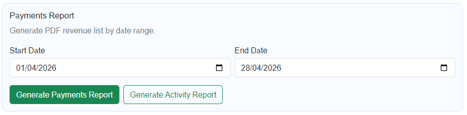Payments and activity reports